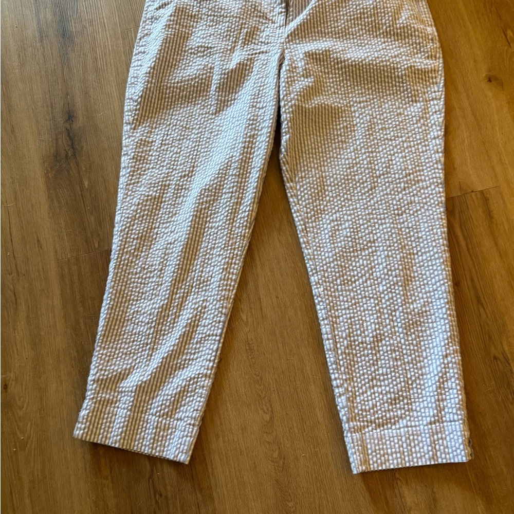 Talbots ladies seersucker blue and white stripes